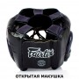 Fairtex HG13 Боксерский Шлем Тайский Бокс "Diagonal Vision Sparring" Черный с Синим